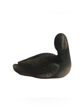 Vintage Ceramic Black Duck Figurine